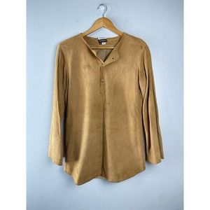 Cesarani Saks Fifth Ave CHamois Leather Western Long Sleeve Top Mens Small
